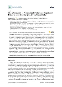 The Utilization of Normalized Difference Vegetation Index to Map Habitat Quality in Turin
