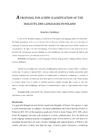 Aproposal for a New Classification of the Dialects and Languages in Poland