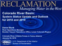 Colorado River Basin: System Status Update and Outlook for 2018 and 2019