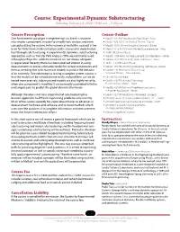 Course: Experimental Dynamic Substructuring Saturday, February 8, 2020 | 9:00 A.M