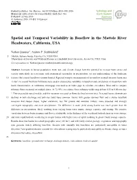 Spatial and Temporal Variability in Baseflow in the Mattole River Headwaters, California, USA