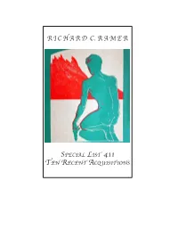 Ten Recent Acquisitions 2 Richardr I C H a R D C C.RAMER