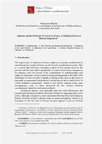 Atheism and the Principle of Laïcité in France. a Shifting Process of Mutual Adaptation *