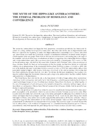 The Myth of the Hippo-Like Anthracothere: the Eternal Problem of Homology and Convergence