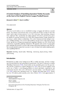 A Content Analysis of Gambling Operators' Twitter