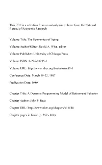 A Dynamic Programming Model of Retirement Behavior