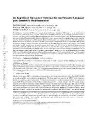An Augmented Translation Technique for Low Resource Language Pair: Sanskrit to Hindi Translation