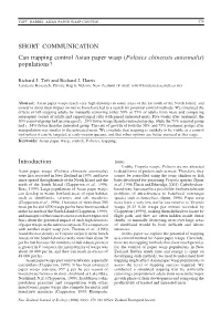 Can Trapping Control Asian Paper Wasp (&lt;I&gt;Polistes Chinensis