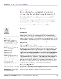 Does Skin Surface Temperature Variation Account for Buruli Ulcer Lesion Distribution?