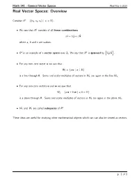 Handout on Definition of a Vector Space