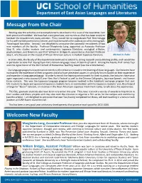Message from the Chair Welcome New Faculty