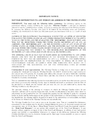 Preliminary Offering Circular