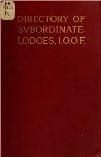 Svbordinate Lodges, I.O.O.F