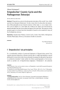 Empedocles' Cosmic Cycle and the Pythagorean Tetractys