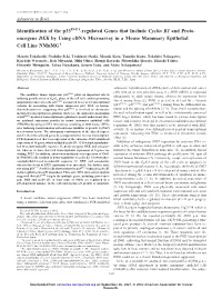 Identification of the P33ing1-Regulated Genes That Include Cyclin B1 and Proto- Oncogene DEK by Using Cdna Microarray in a Mouse Mammary Epithelial Cell Line Nmumg1