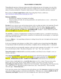 Transcribing Guidelines
