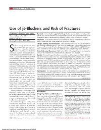 Use of ²-Blockers and Risk of Fractures