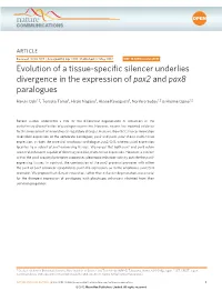 Evolution of a Tissue-Specific Silencer Underlies Divergence in the Expression of Pax2 and Pax8 Paralogues