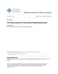 The Texas Constructive Trust and Its Peculiar Requirements