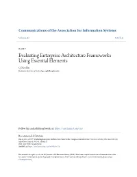 Evaluating Enterprise Architecture Frameworks Using Essential Elements Q