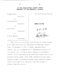 Marshallese Traditional Law and Customary Practices to Be The