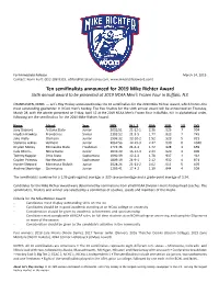 2019 Mike Richter Award Semifinalists