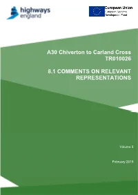 A30 Chiverton to Carland Cross TR010026 8.1 COMMENTS ON