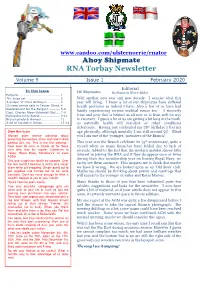 Ahoy Shipmate RNA Torbay Newsletter Volume 9 Issue 1 February 2020