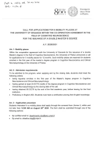 Call for Applications for 5 Mobility Places at the University of Granada