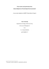 Excess Returns and Performance Fees: Interest Alignment in Private Equity