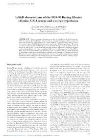 Insar Observations of the 1993-95 Bering Glacier (Alaska, U. S. A