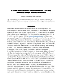 PLANTING UNITED METHODIST ROOTS in MINNESOTA, 1837-2018; Summarizing Attempts, Successes, and Outcomes