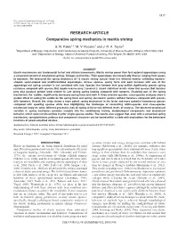 RESEARCH ARTICLE Comparative Spring Mechanics in Mantis Shrimp