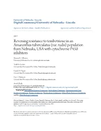 Reversing Resistance to Tembotrione in an Amaranthus Tuberculatus (Var