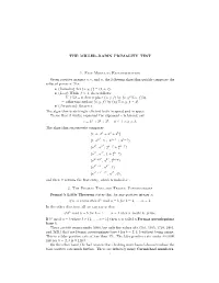 THE MILLER–RABIN PRIMALITY TEST 1. Fast Modular