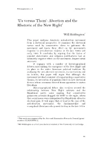 'Us Versus Them': Abortion and the Rhetoric of the New Right1