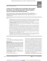 A Phase I/II Trial of Belinostat in Combination with Cisplatin, Doxorubicin, and Cyclophosphamide in Thymic Epithelial Tumors: a Clinical and Translational Study