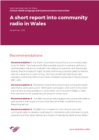 A Short Report Into Community Radio in Wales