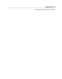 Appendix 1-4 Draft Plan Public Comments