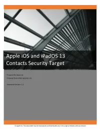 Apple Ios and Ipados 13 Contacts Security Target