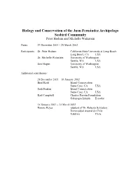 Biology and Conservation of the Juan Fernandez Archipelago Seabird Community