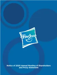 Notice of 2020 Annual Meeting of Shareholders and Proxy Statement Letter to Our Shareholders