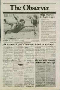 Rape Reported by SMC Student Killed in Accident ND Student & Prof's