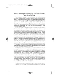 Suarez on Metaphysical Inquiry, Efficient Causality, and Divine Action This Introductory Essay Has a More Ambitious Aim Than Might at First Seem Appropriate