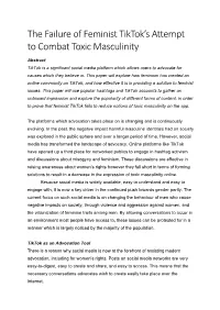 The Failure of Feminist Tiktok's Attempt to Combat Toxic Masculinity