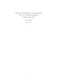 Advanced Partial Differential Equations Prof. Dr. Thomas