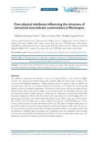 ﻿Cave Physical Attributes Influencing the Structure of Terrestrial