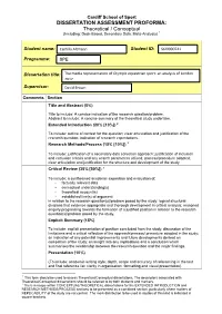 DISSERTATION ASSESSMENT PROFORMA: Theoretical / Conceptual (Including: Desk-Based, Secondary Data, Meta-Analysis) 1