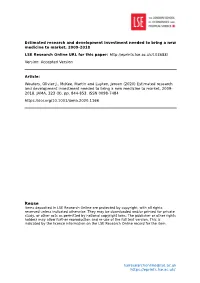 Estimated Research and Development Investment Needed to Bring a New