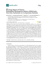 (HLB) Index Non-Ionic Surfactants on Cyclopentane Hydrates